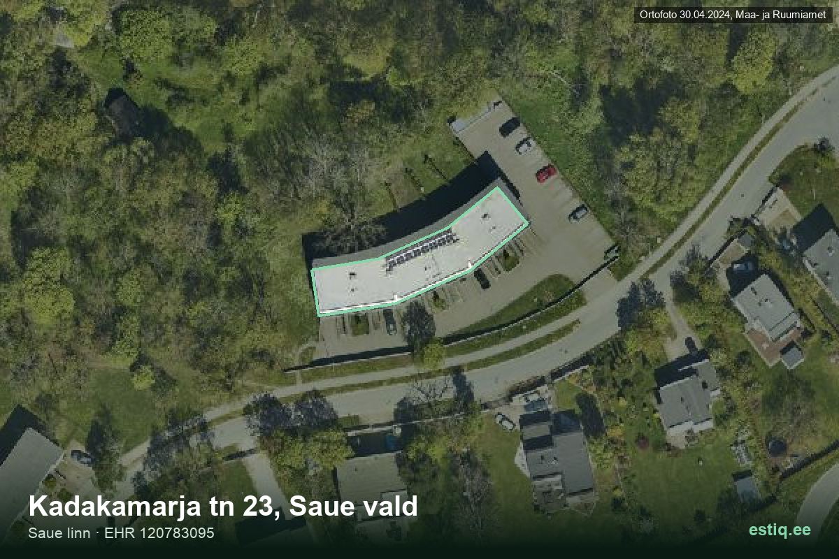 Kadakamarja tänav 23, Saue – aerial photo of the building, outline from the Building Register (EHR)