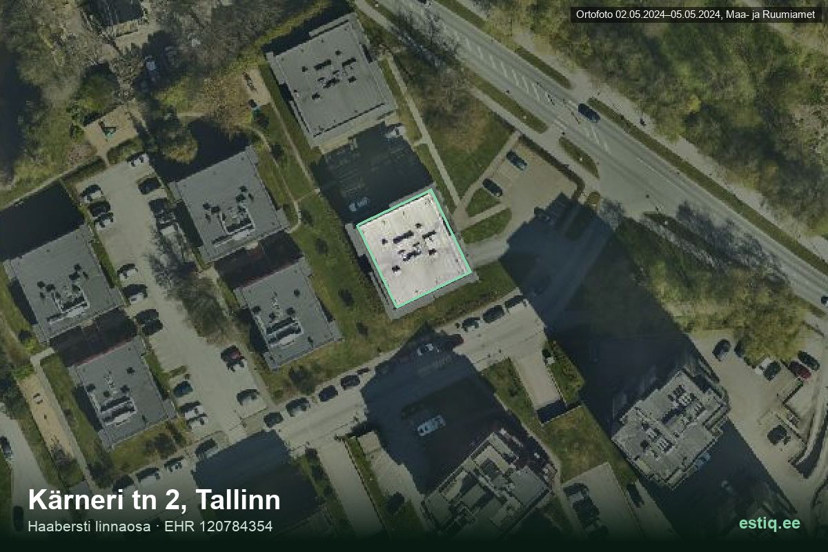 Kärneri tänav 2, Tallinn – аэрофото дома, контур по данным регистра строений (EHR)
