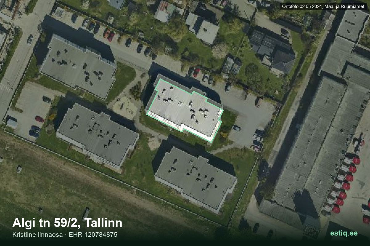 Algi tänav 59/2, Tallinn – aerial photo of the building, outline from the Building Register (EHR)