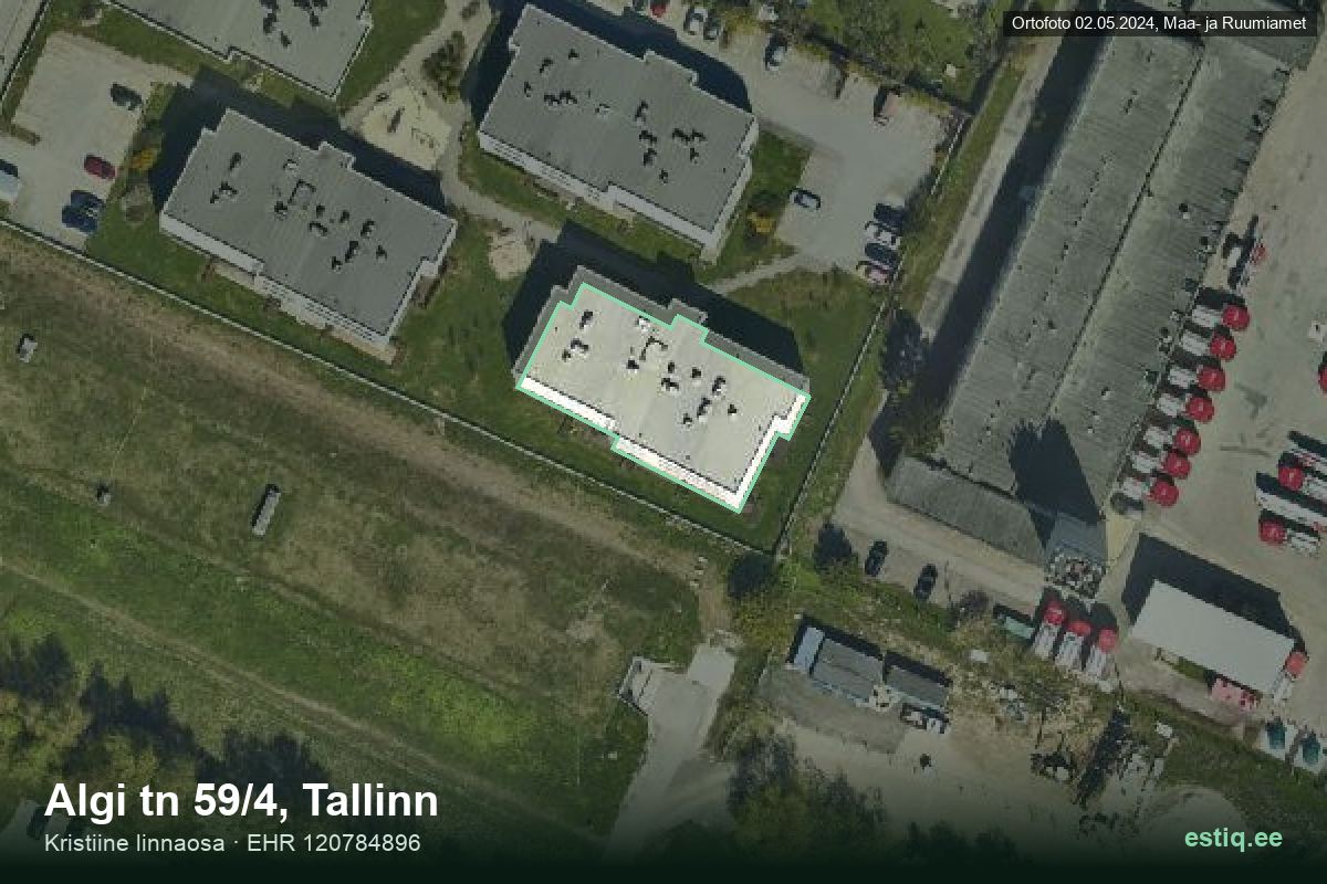 Algi tänav 59/4, Tallinn – аэрофото дома, контур по данным регистра строений (EHR)