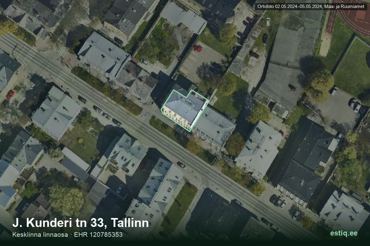J. Kunderi tänav 33, Tallinn – hoone aerofoto, kontuur ehitisregistri (EHR) andmetest