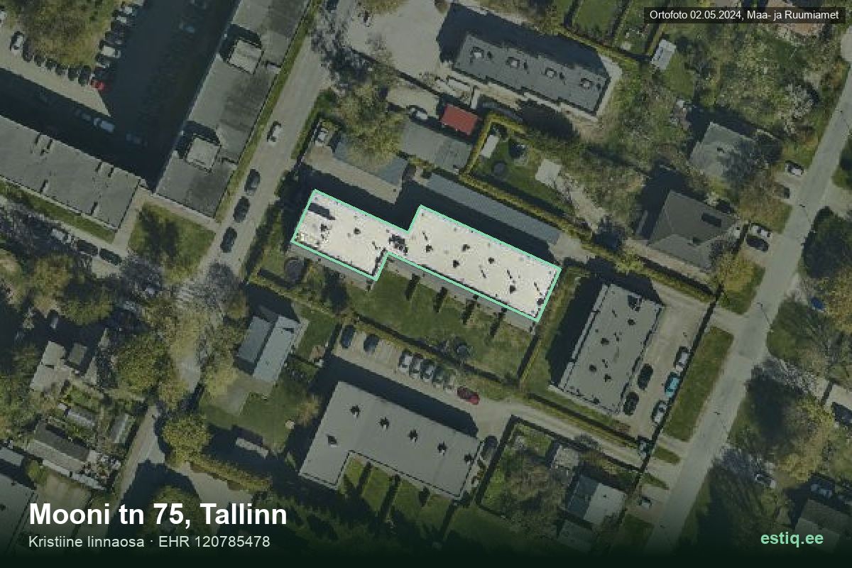 Mooni tänav 75, Tallinn – aerial photo of the building, outline from the Building Register (EHR)
