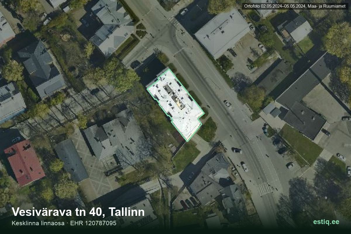 Vesivärava tänav 40, Tallinn – hoone aerofoto, kontuur ehitisregistri (EHR) andmetest