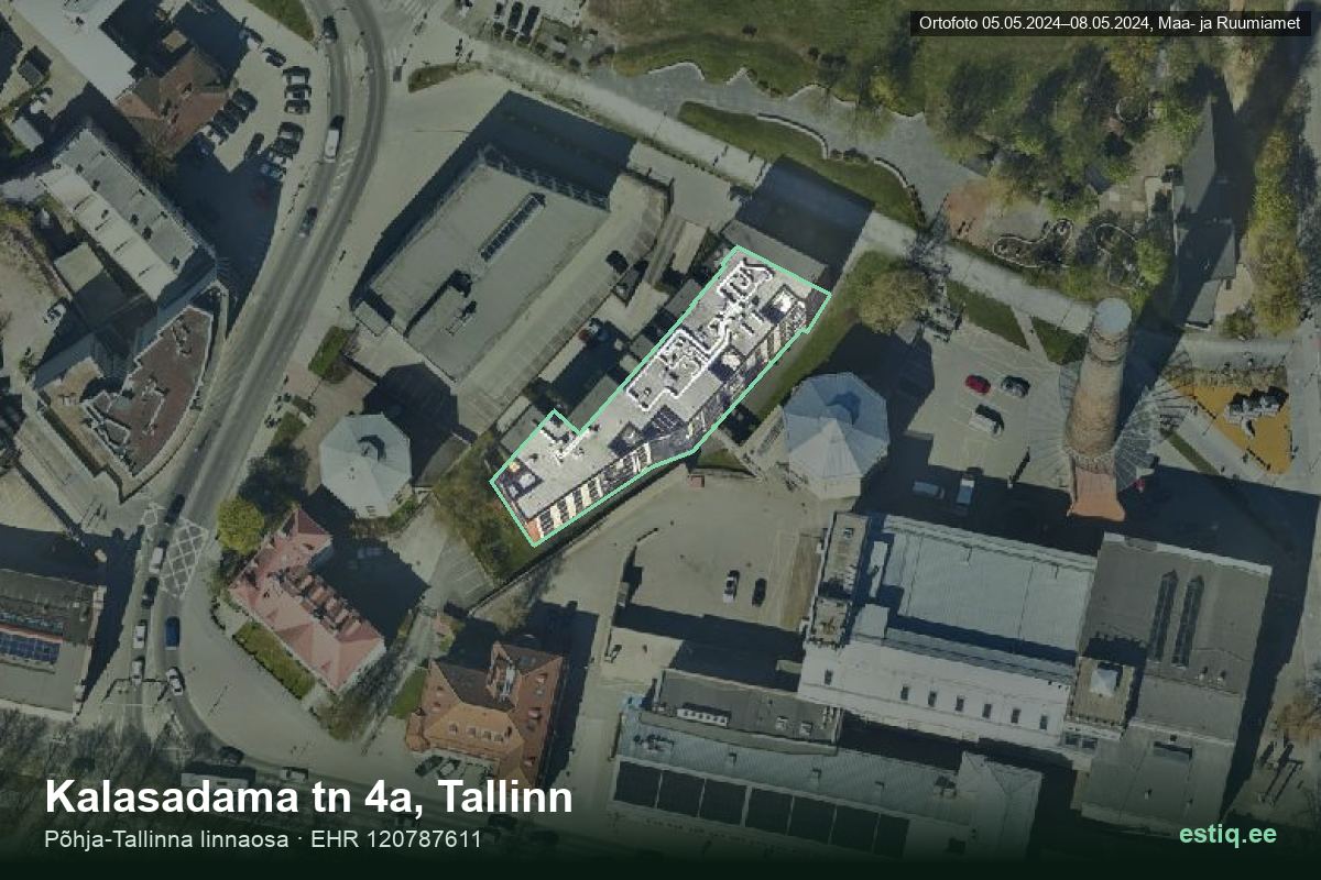 Kalasadama tänav 4a, Tallinn – ilmakuva rakennuksesta, ääriviiva rakennusrekisteristä (EHR)