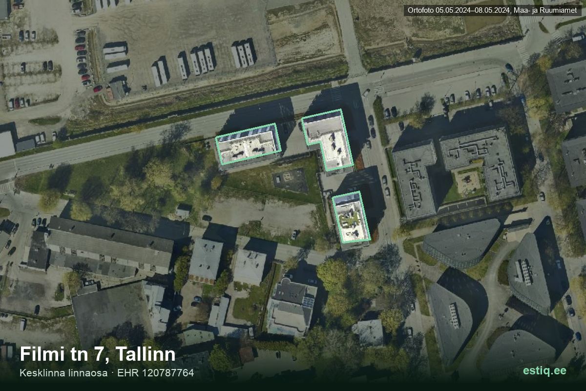 Filmi tänav 5, Tallinn – hoone aerofoto, kontuur ehitisregistri (EHR) andmetest