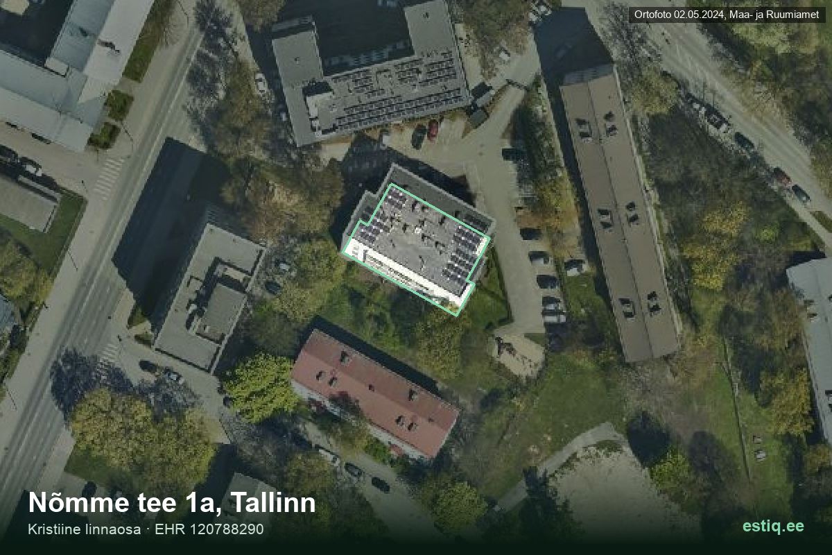 Nõmme tee 1a, Tallinn – hoone aerofoto, kontuur ehitisregistri (EHR) andmetest