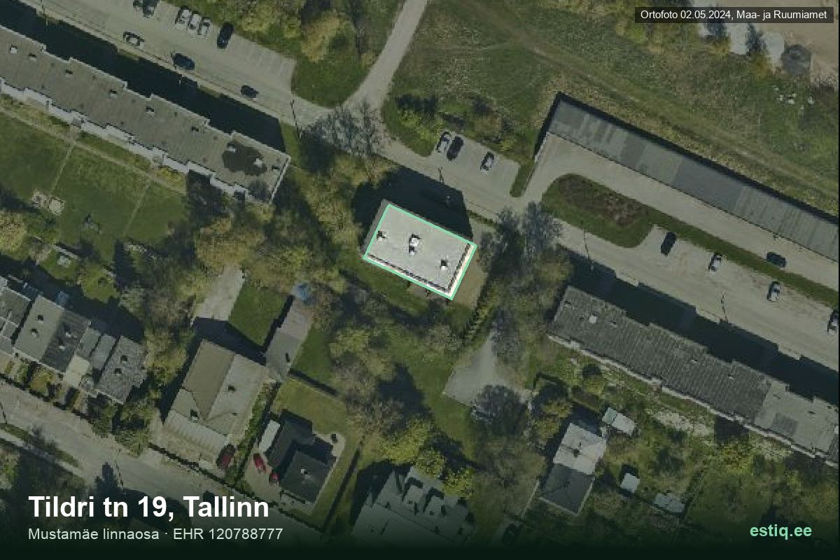 Tildri tänav 19, Tallinn – аэрофото дома, контур по данным регистра строений (EHR)