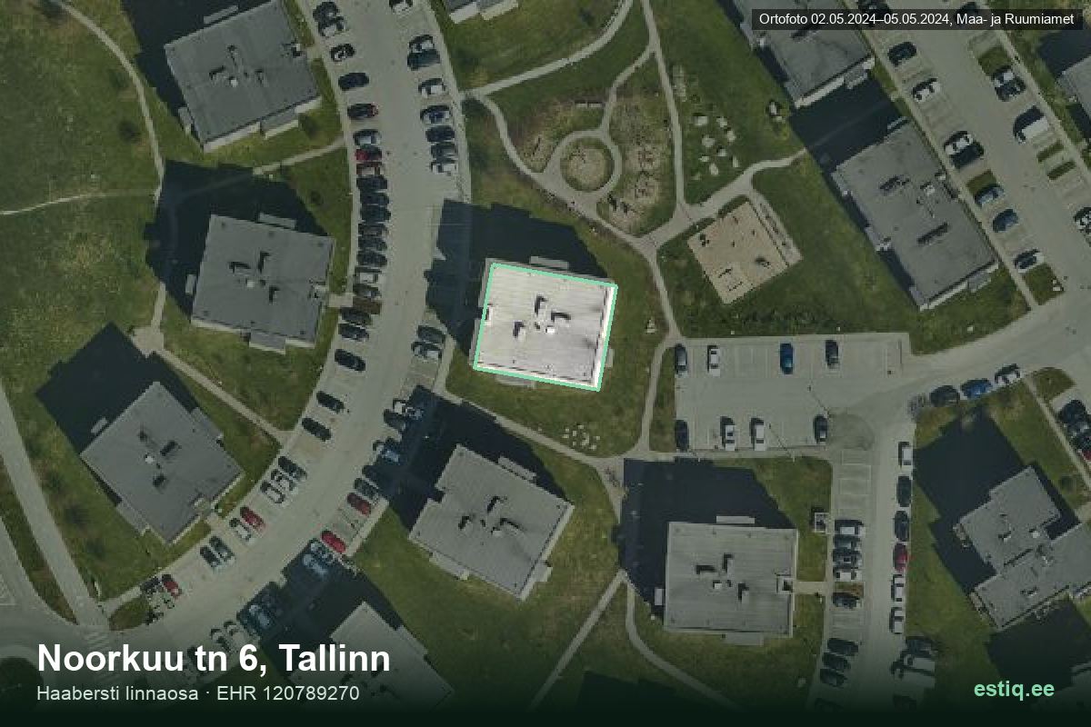 Noorkuu tänav 6, Tallinn – aerial photo of the building, outline from the Building Register (EHR)