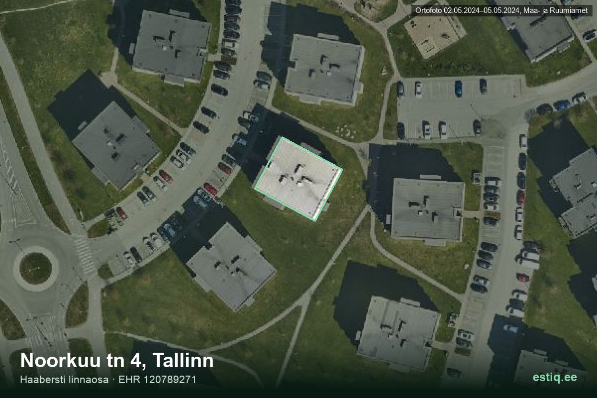 Noorkuu tänav 4, Tallinn – аэрофото дома, контур по данным регистра строений (EHR)