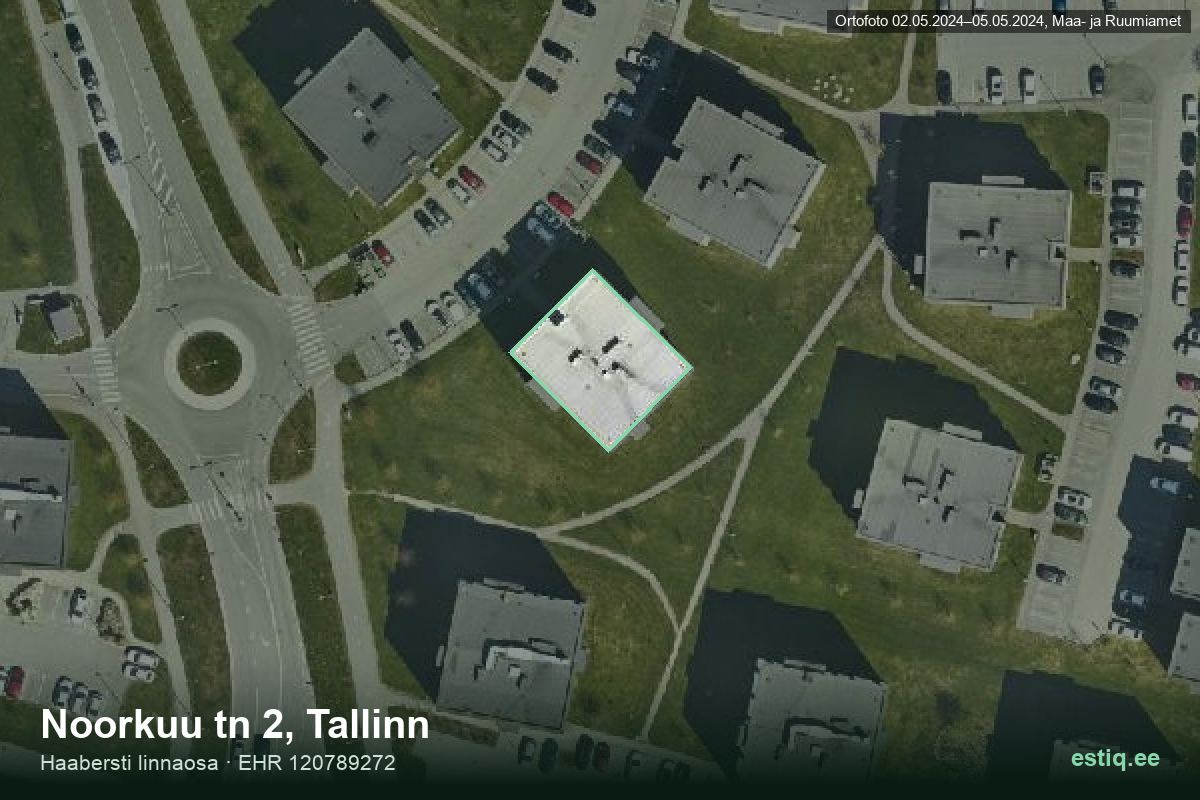 Noorkuu tänav 2, Tallinn – аэрофото дома, контур по данным регистра строений (EHR)
