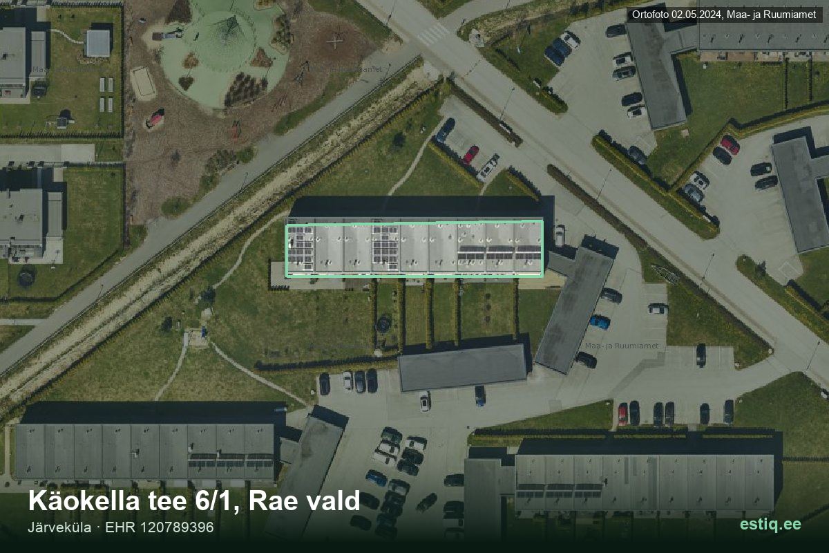 Käokella tee 6/1, Rae – aerial photo of the building, outline from the Building Register (EHR)
