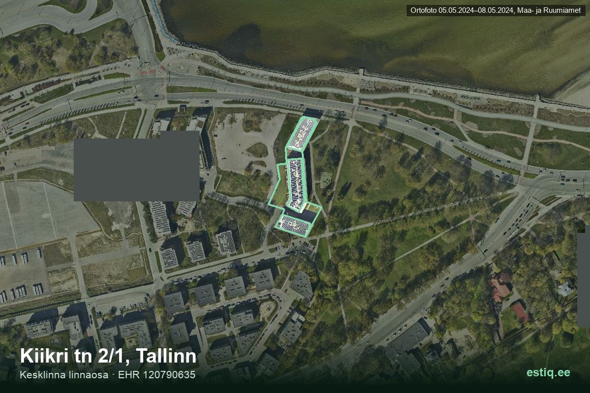 Kiikri tänav 2/2, Tallinn – hoone aerofoto, kontuur ehitisregistri (EHR) andmetest