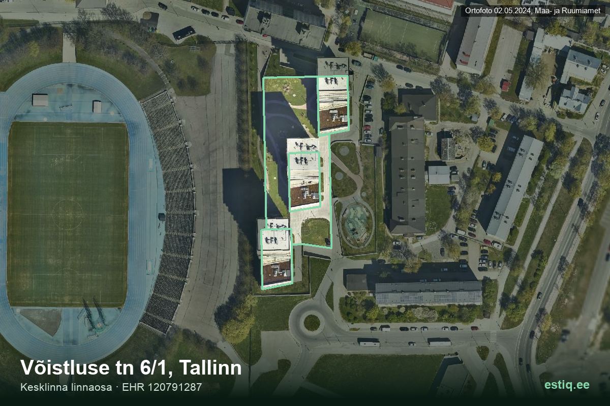 Võistluse tänav 6/1, Tallinn – hoone aerofoto, kontuur ehitisregistri (EHR) andmetest