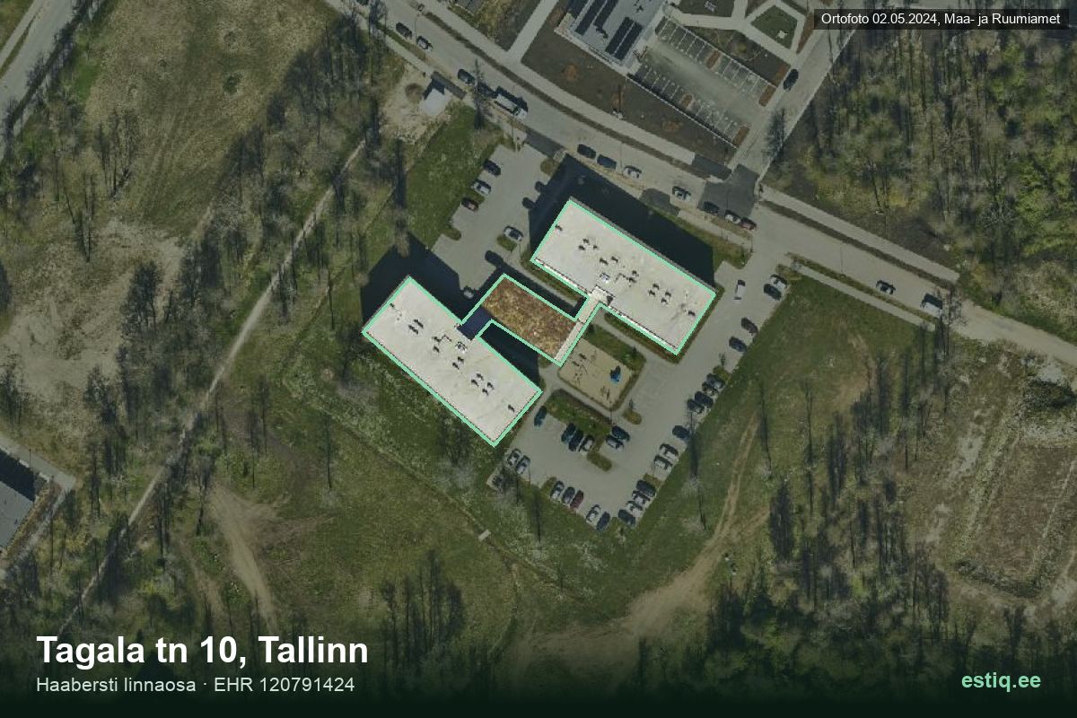 Tagala tänav 10, Tallinn – hoone aerofoto, kontuur ehitisregistri (EHR) andmetest