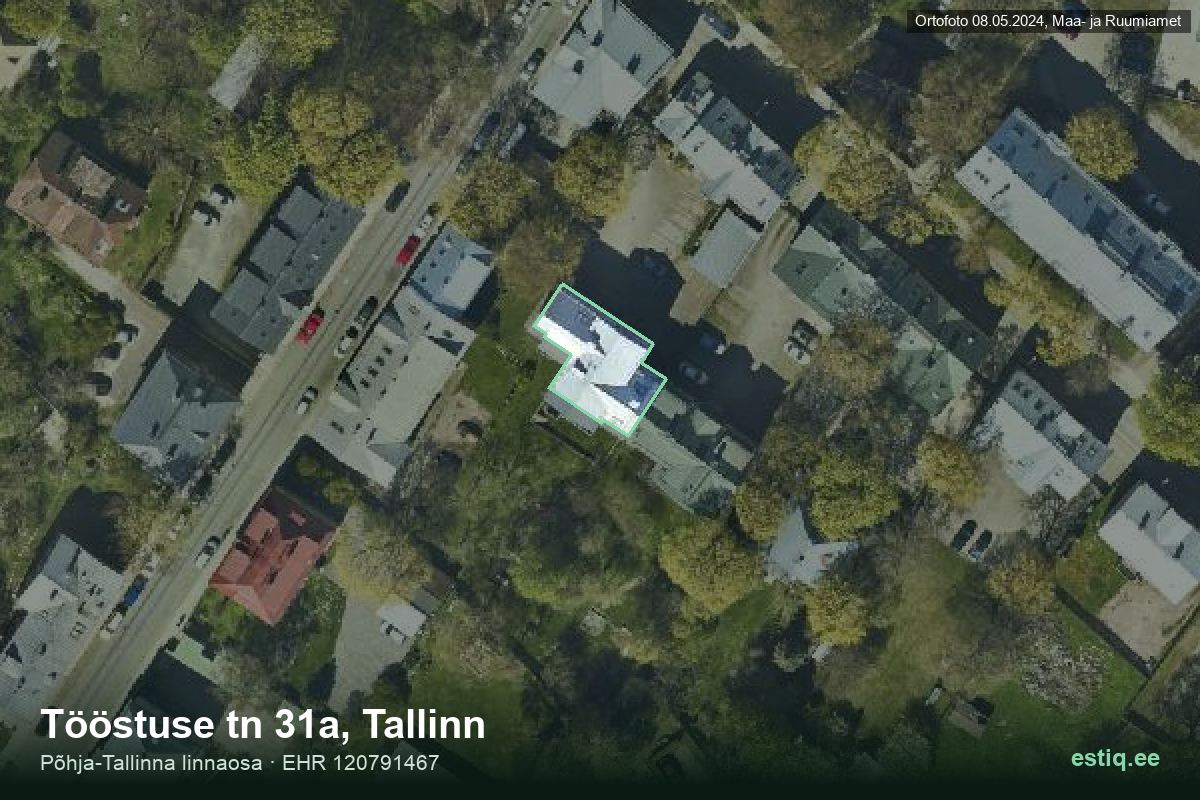 Tööstuse tänav 31a, Tallinn – hoone aerofoto, kontuur ehitisregistri (EHR) andmetest