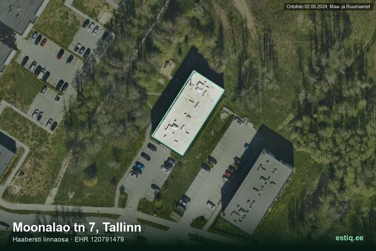 Moonalao tänav 7, Tallinn – hoone aerofoto, kontuur ehitisregistri (EHR) andmetest