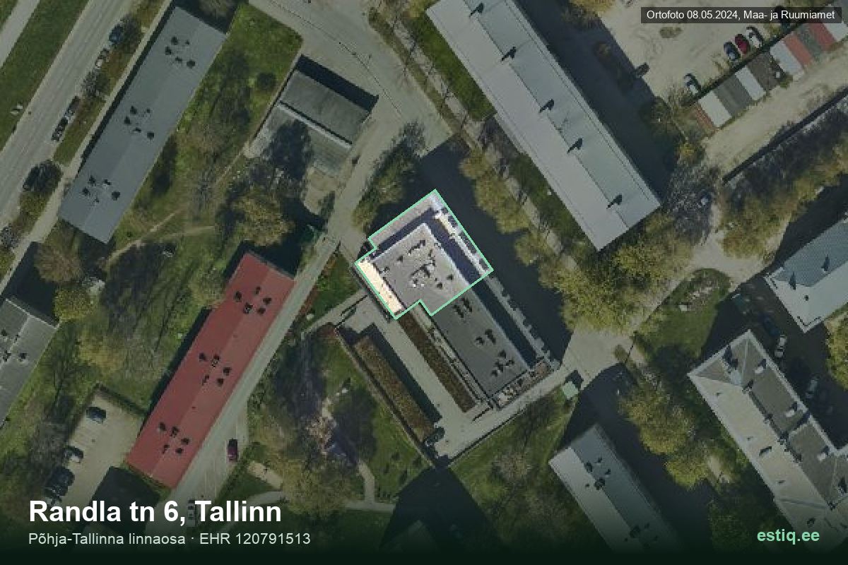 Randla tänav 6, Tallinn – hoone aerofoto, kontuur ehitisregistri (EHR) andmetest