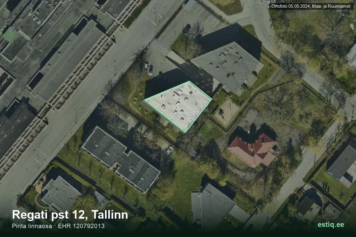 Regati pst 12, Tallinn – hoone aerofoto, kontuur ehitisregistri (EHR) andmetest