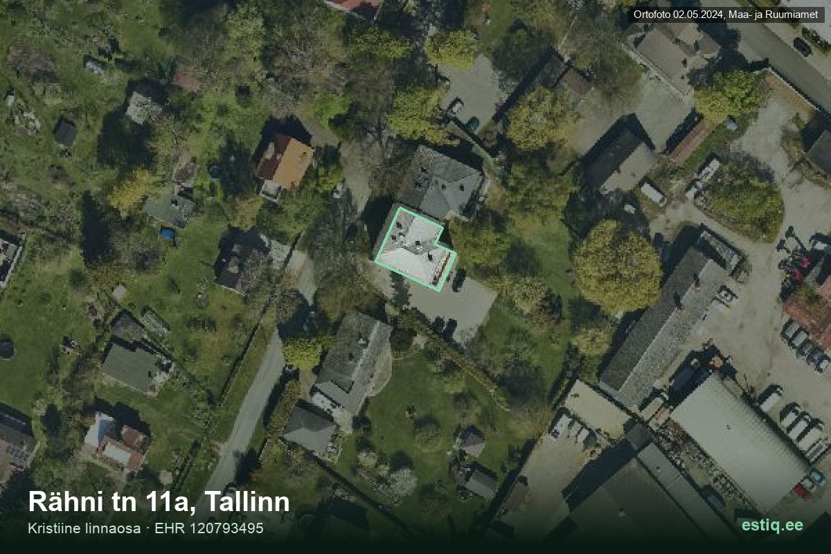 Rähni tänav 11a, Tallinn – hoone aerofoto, kontuur ehitisregistri (EHR) andmetest