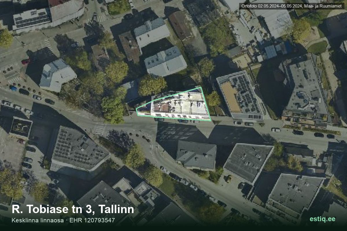 R. Tobiase tänav 3, Tallinn – hoone aerofoto, kontuur ehitisregistri (EHR) andmetest