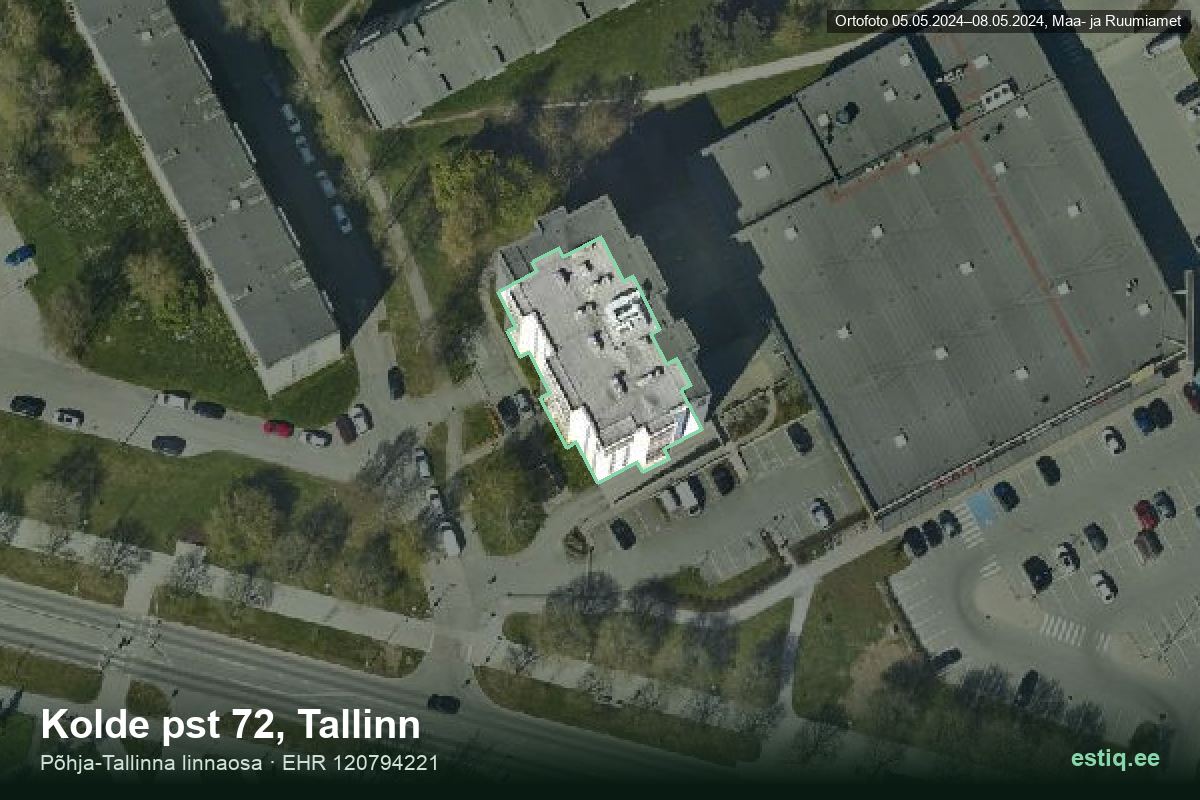 Kolde pst 72, Tallinn – ilmakuva rakennuksesta, ääriviiva rakennusrekisteristä (EHR)