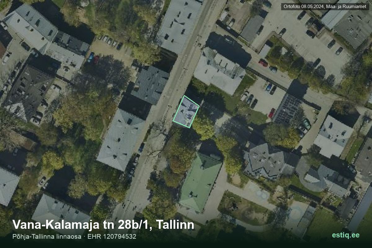 Vana-Kalamaja tänav 28b/1, Tallinn – ilmakuva rakennuksesta, ääriviiva rakennusrekisteristä (EHR)