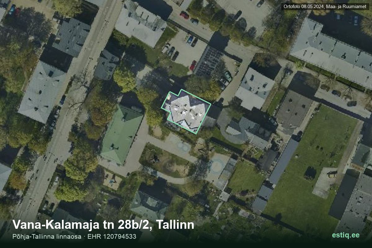Vana-Kalamaja tänav 28b/2, Tallinn – hoone aerofoto, kontuur ehitisregistri (EHR) andmetest