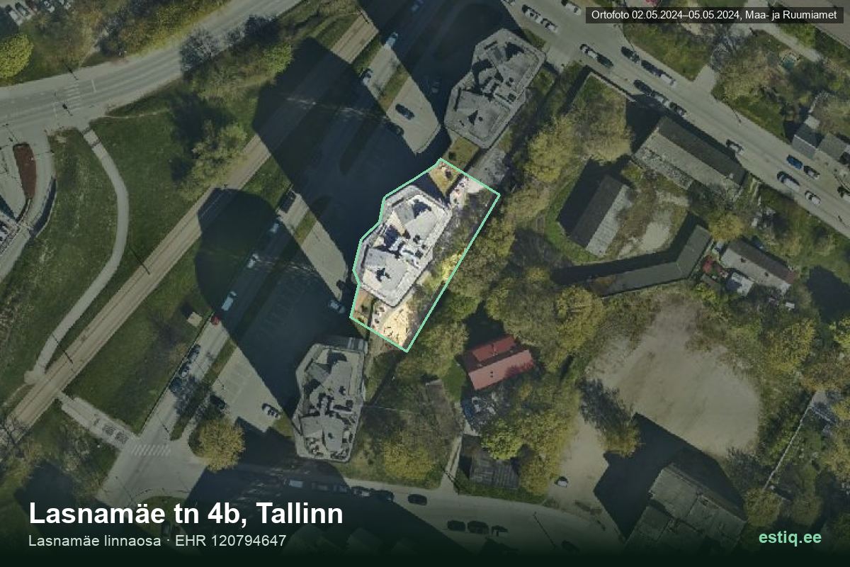 Lasnamäe tänav 4b, Tallinn – hoone aerofoto, kontuur ehitisregistri (EHR) andmetest
