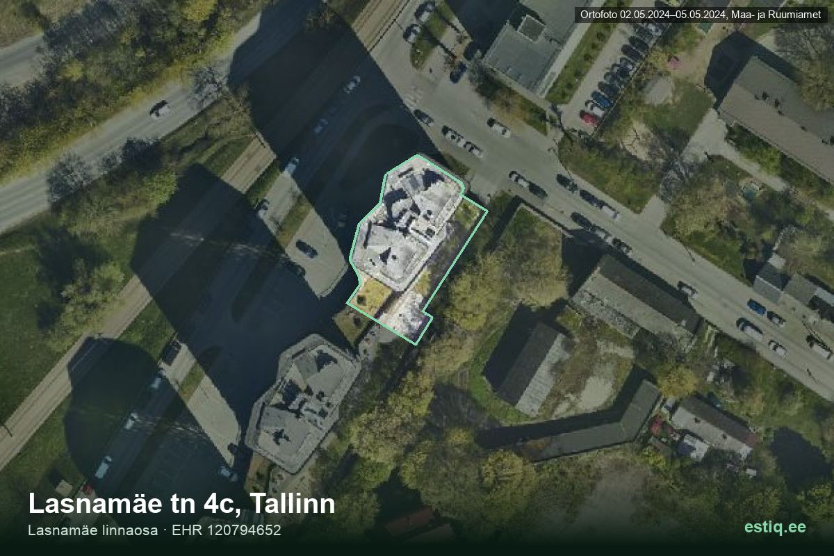 Lasnamäe tänav 4c, Tallinn – аэрофото дома, контур по данным регистра строений (EHR)