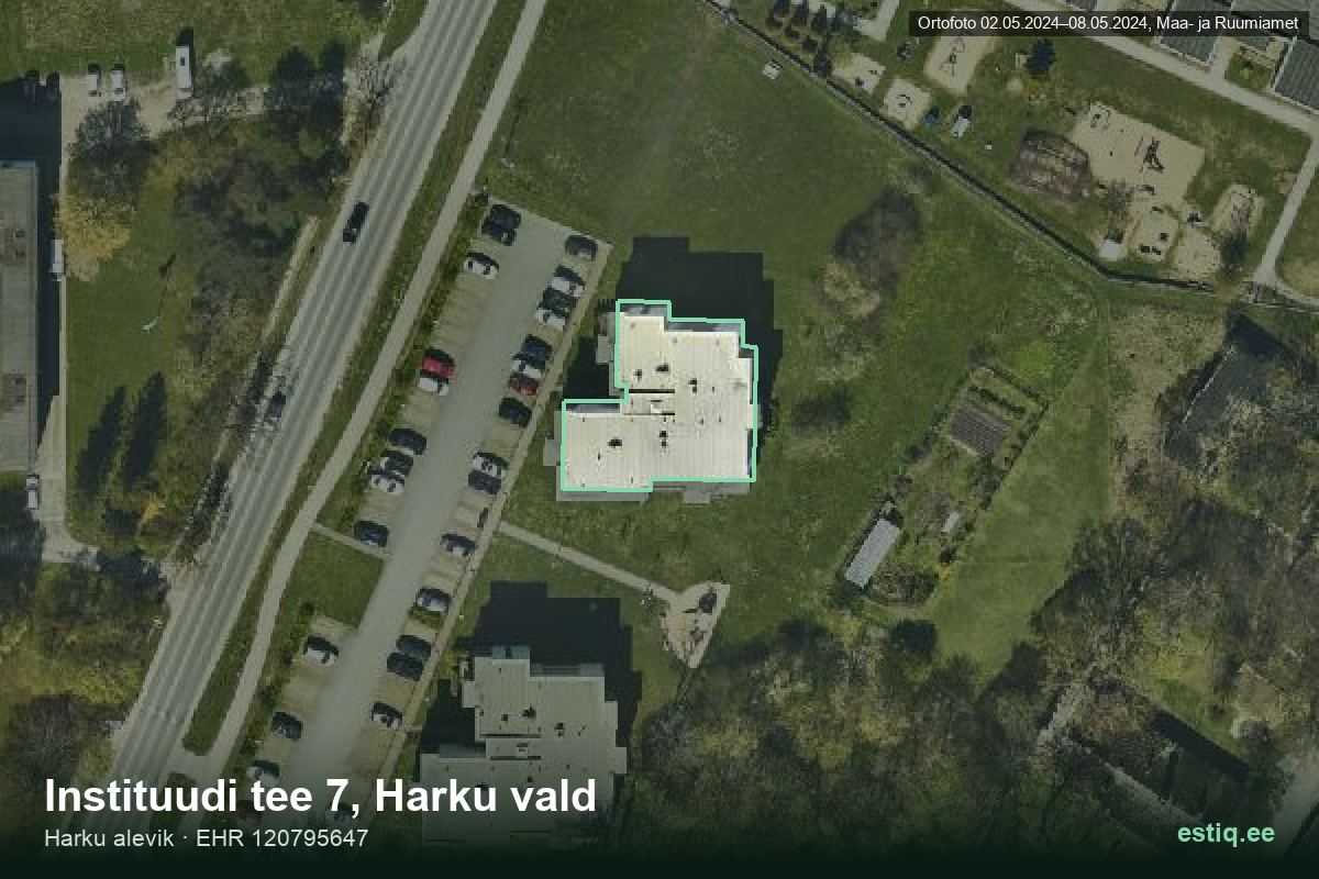 Instituudi tee 7, Harku – ilmakuva rakennuksesta, ääriviiva rakennusrekisteristä (EHR)