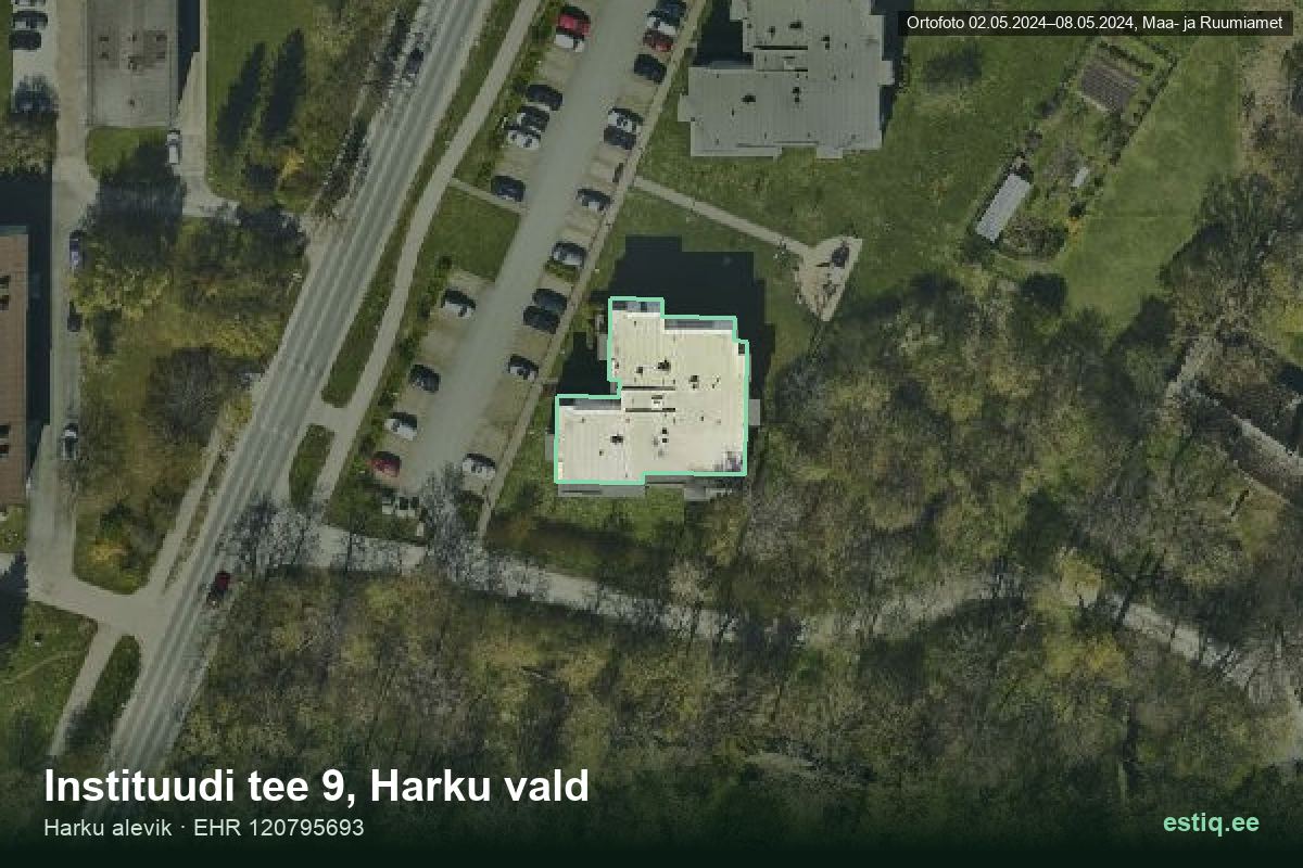 Instituudi tee 9, Harku – аэрофото дома, контур по данным регистра строений (EHR)