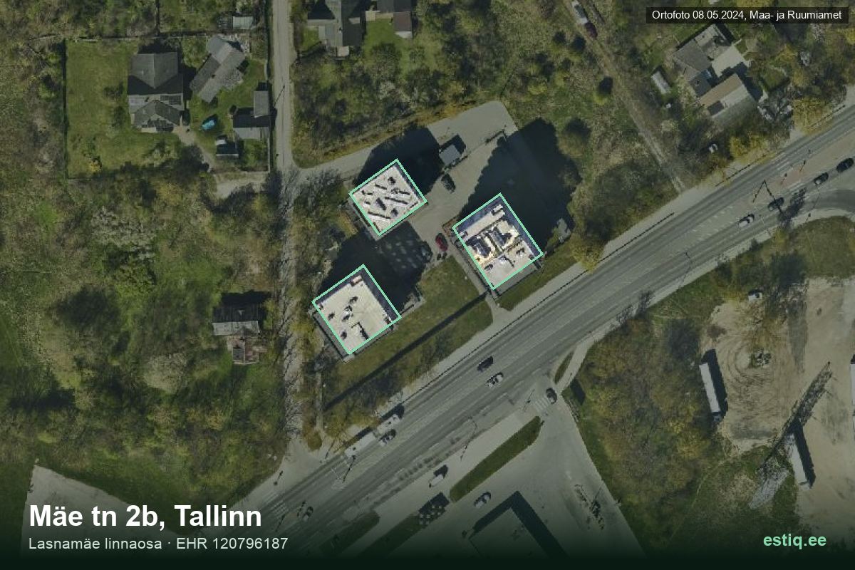 Mäe tänav 2, Tallinn – hoone aerofoto, kontuur ehitisregistri (EHR) andmetest