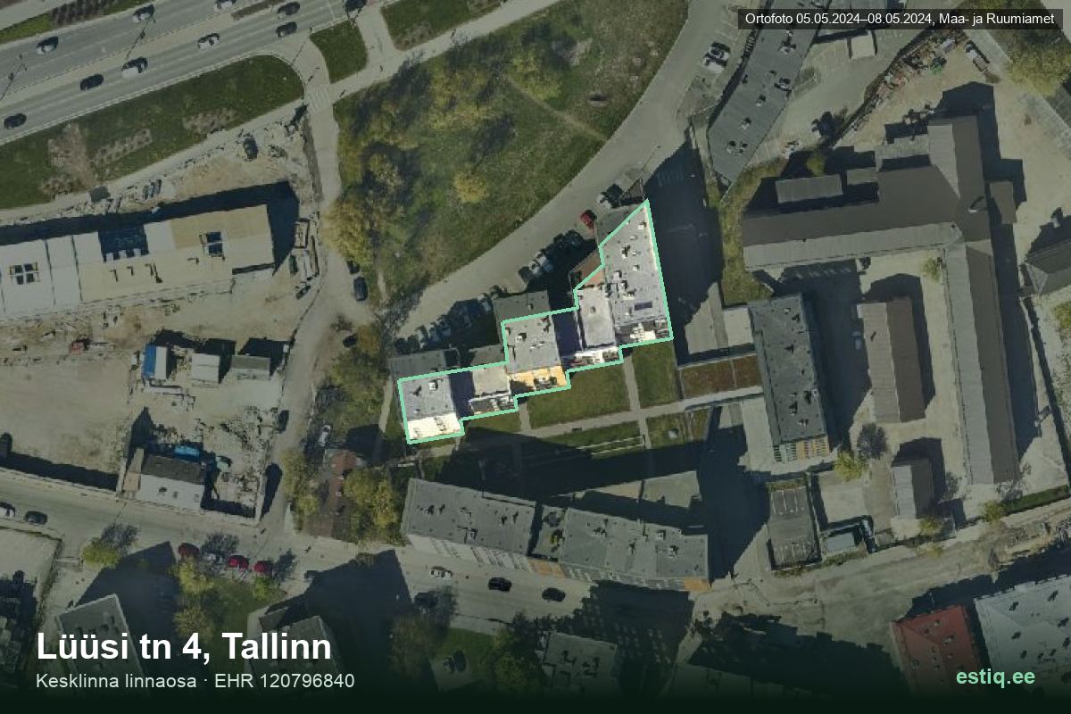 Lüüsi tänav 4, Tallinn – hoone aerofoto, kontuur ehitisregistri (EHR) andmetest