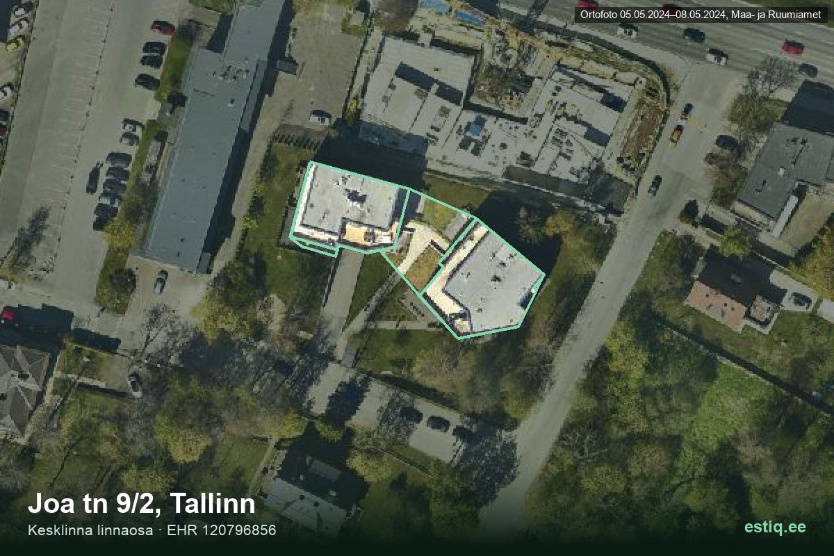 Joa tänav 9, Tallinn – hoone aerofoto, kontuur ehitisregistri (EHR) andmetest