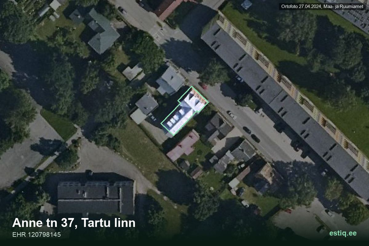 Anne tänav 37, Tartu – hoone aerofoto, kontuur ehitisregistri (EHR) andmetest