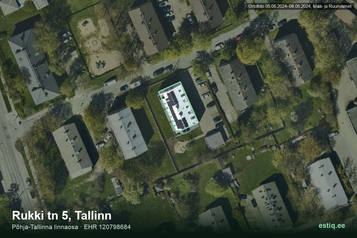 Rukki tänav 5, Tallinn – hoone aerofoto, kontuur ehitisregistri (EHR) andmetest