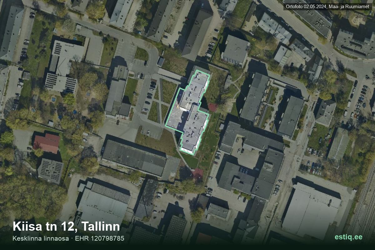 Kiisa tänav 12, Tallinn – aerial photo of the building, outline from the Building Register (EHR)