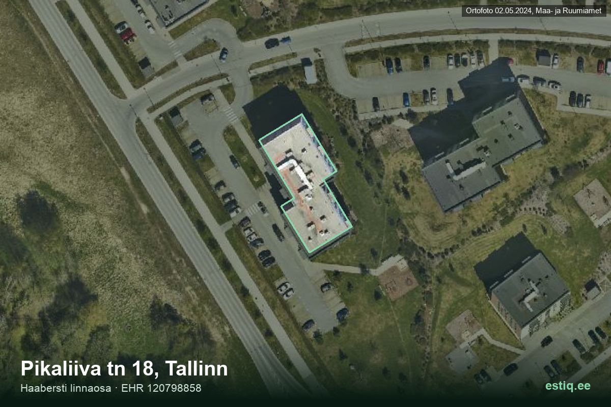 Pikaliiva tänav 18, Tallinn – аэрофото дома, контур по данным регистра строений (EHR)