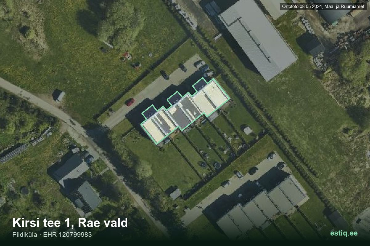 Kirsi tee 1, Rae – aerial photo of the building, outline from the Building Register (EHR)