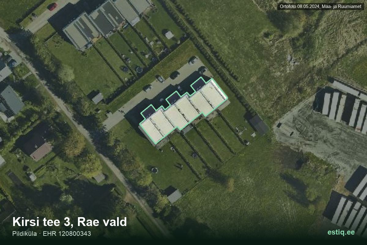Kirsi tee 3, Rae – hoone aerofoto, kontuur ehitisregistri (EHR) andmetest