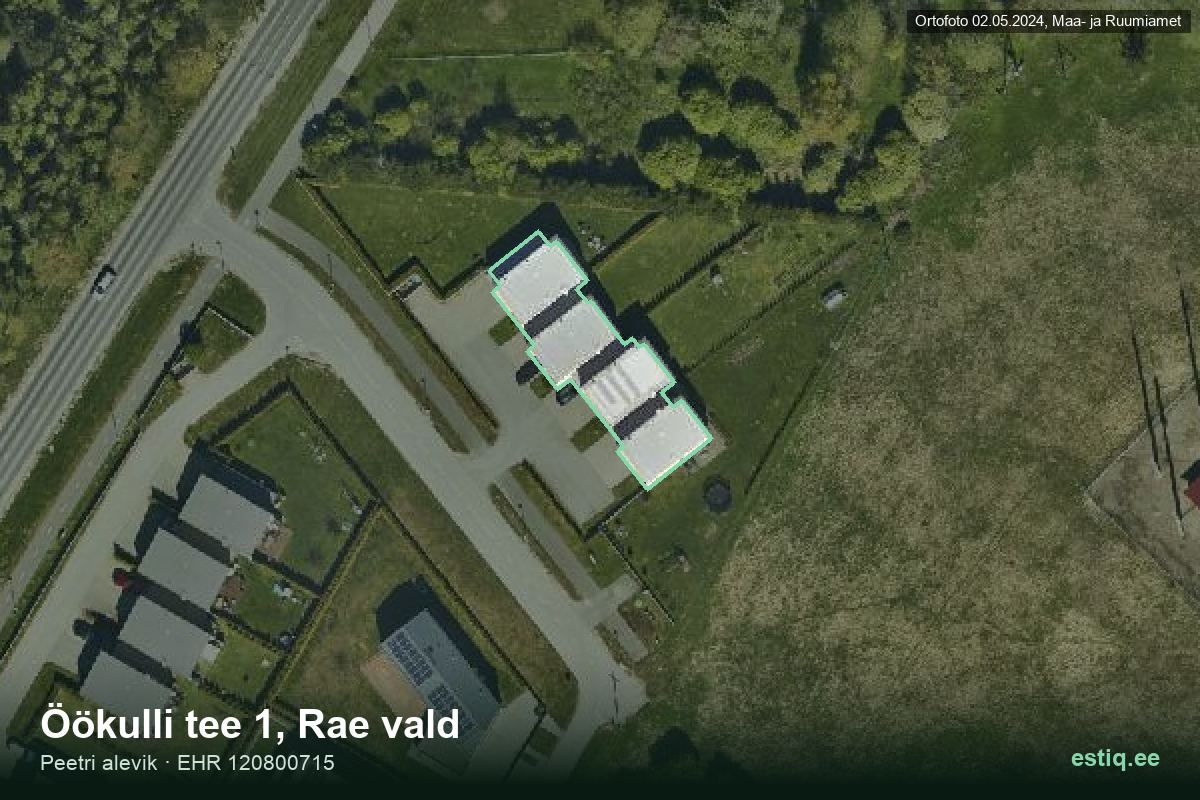 Öökulli tee 1, Rae – aerial photo of the building, outline from the Building Register (EHR)