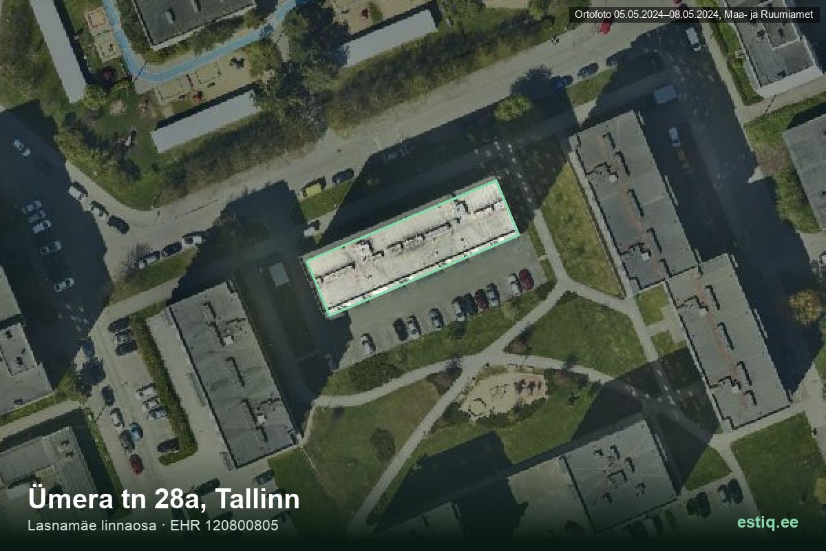 Ümera tänav 28a, Tallinn – hoone aerofoto, kontuur ehitisregistri (EHR) andmetest