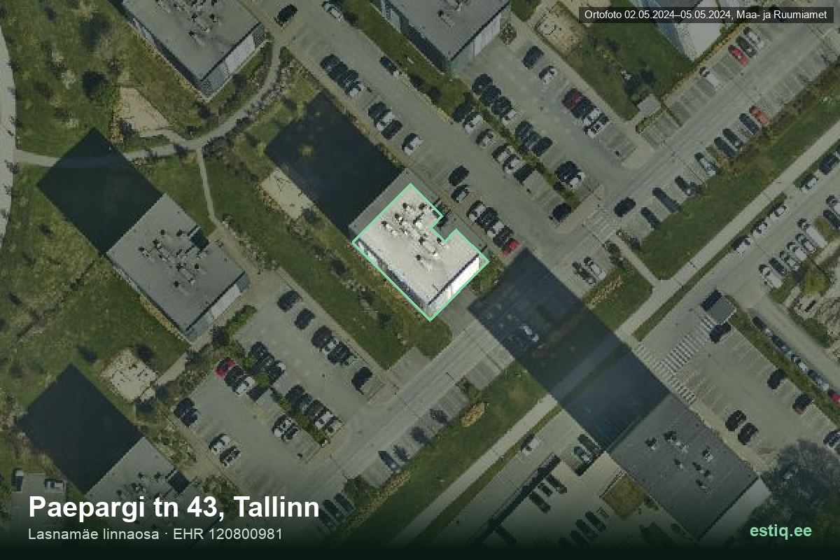 Paepargi tänav 43, Tallinn – hoone aerofoto, kontuur ehitisregistri (EHR) andmetest
