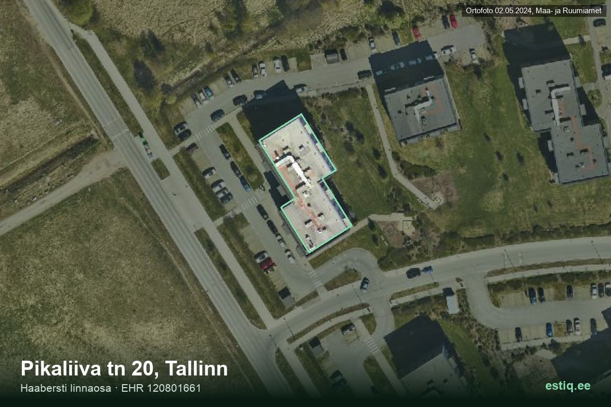 Pikaliiva tänav 20, Tallinn – аэрофото дома, контур по данным регистра строений (EHR)