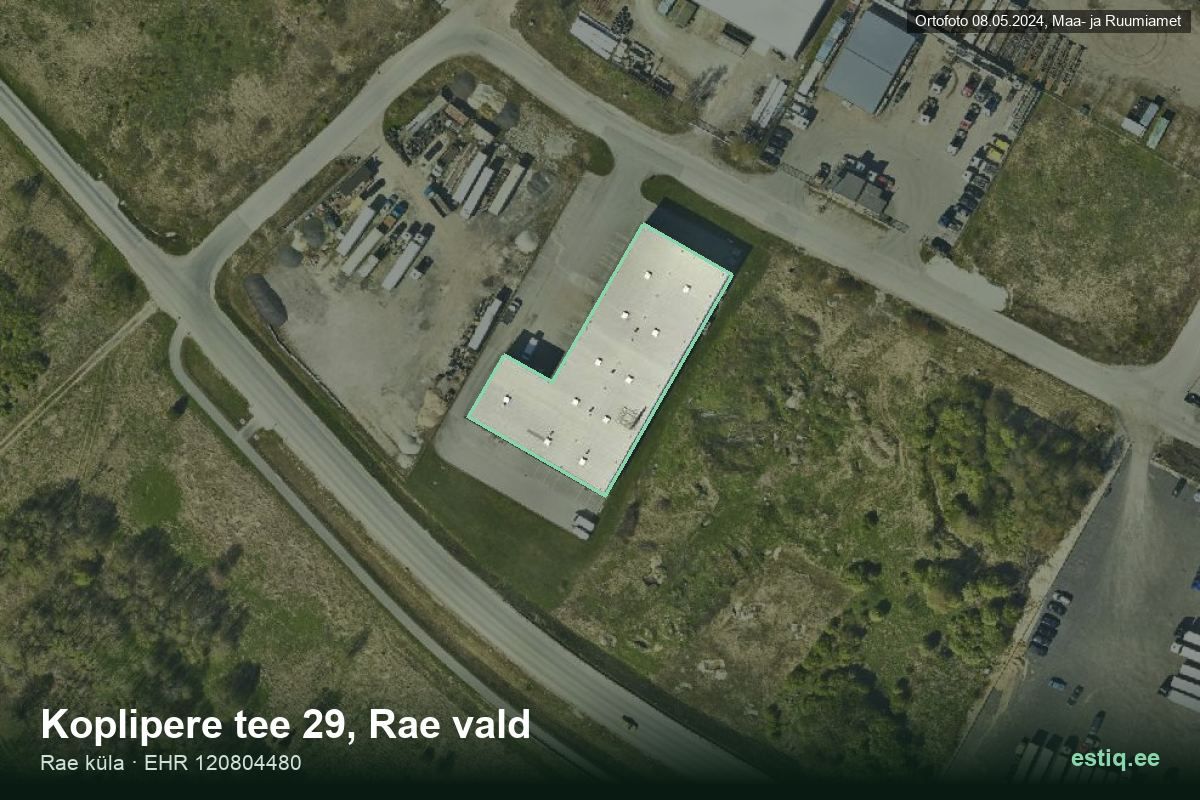 Koplipere tee 29, Rae – hoone aerofoto, kontuur ehitisregistri (EHR) andmetest
