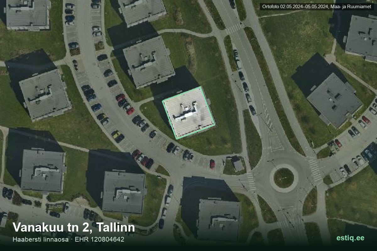 Vanakuu tänav 2, Tallinn – aerial photo of the building, outline from the Building Register (EHR)