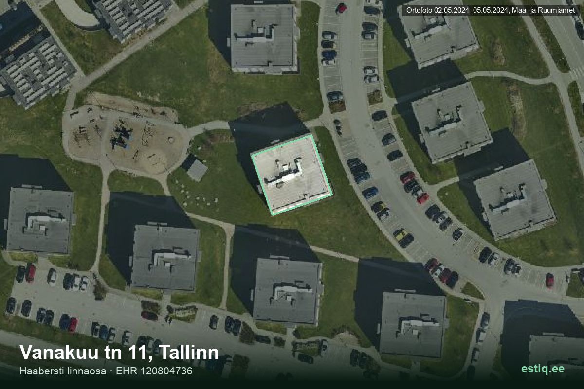 Vanakuu tänav 11, Tallinn – аэрофото дома, контур по данным регистра строений (EHR)