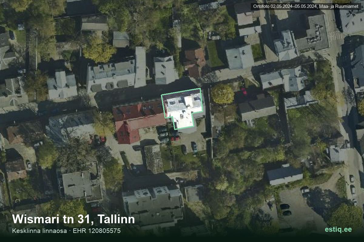 Wismari tänav 31, Tallinn – ilmakuva rakennuksesta, ääriviiva rakennusrekisteristä (EHR)