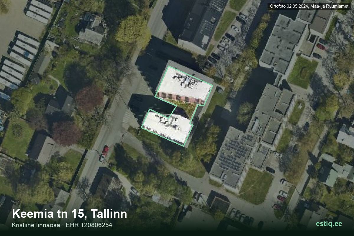 Keemia tänav 15, Tallinn – hoone aerofoto, kontuur ehitisregistri (EHR) andmetest