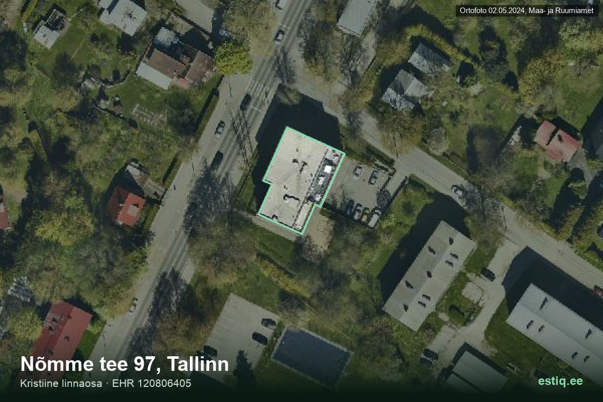 Nõmme tee 97, Tallinn – hoone aerofoto, kontuur ehitisregistri (EHR) andmetest